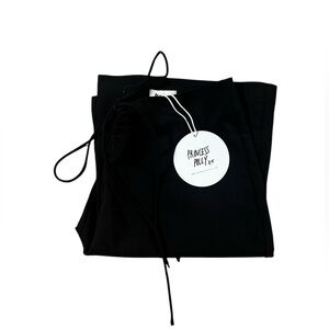 NWT Princess Polly Womens sz 8 Black Lovey Flare pants drawstring wide leg y2K